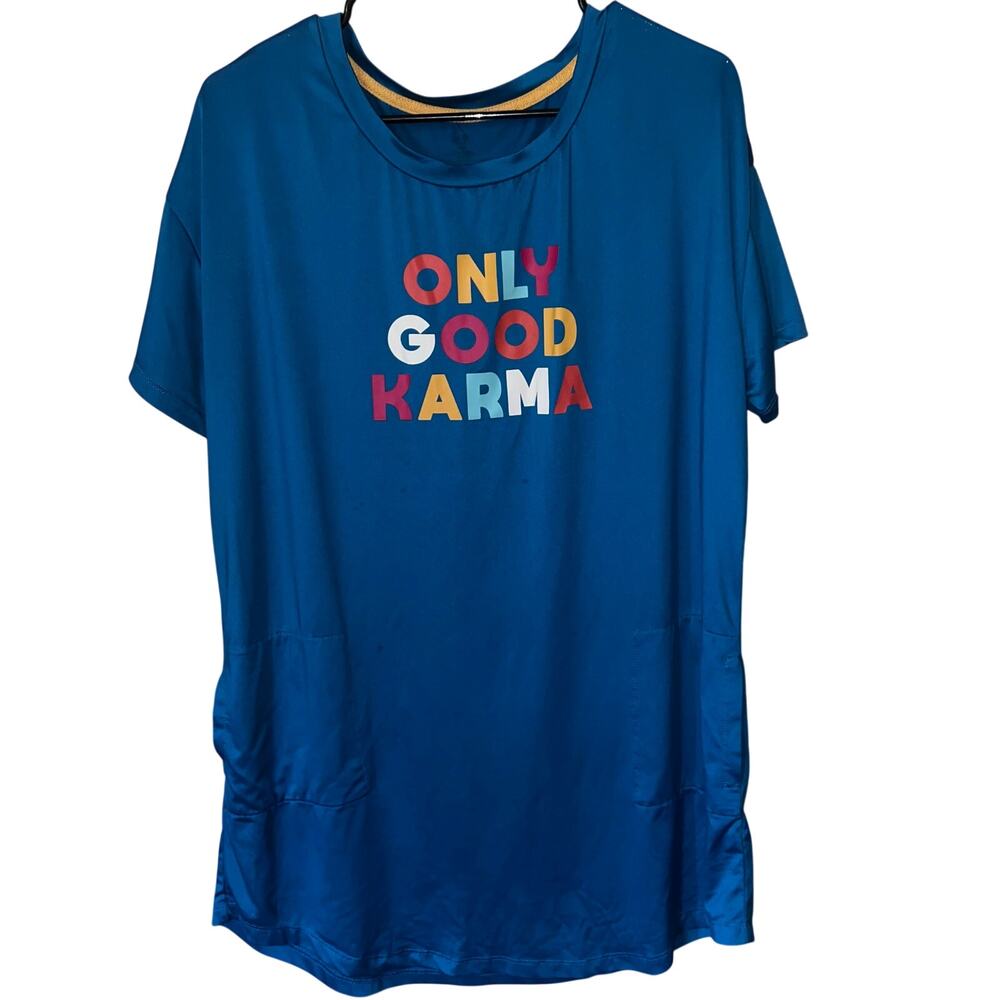 5/$25 Blue Only Good Karma Short Sleeve T-Shirt Pajama Nightie Size Medium
